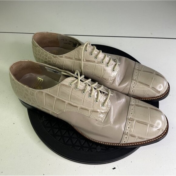 Stacy Adams Other - Stacy Adams Mens Ivory Leather Croc Embossed Dress Shoes Sz 11.5 D